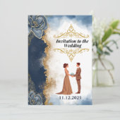 Stilvolle Silhouette Couple Wedding Einladung (Nav (Stehend Vorderseite)