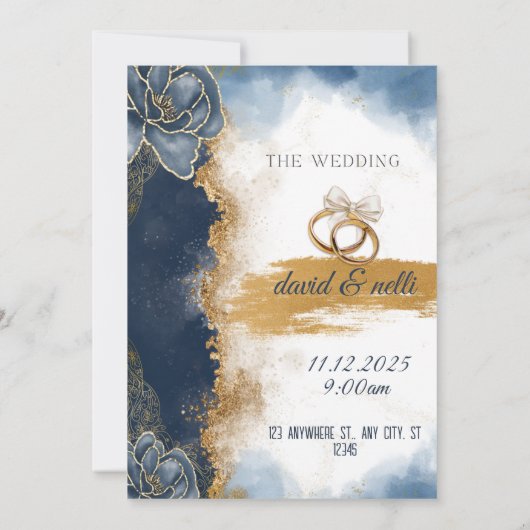 Stilvolle Silhouette Couple Wedding Einladung (Nav (Rückseite)