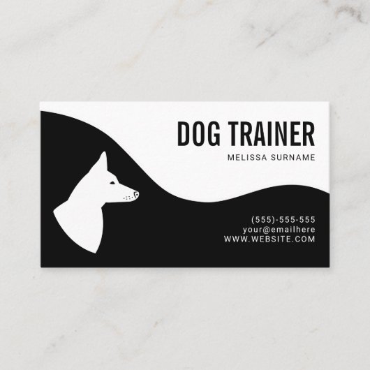 Stilvolle Silhouette Dog Trainer für Schwarze & We Visitenkarte (Vorderseite)