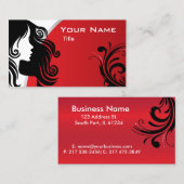 Stilvolle Silhouette Frauenhaus Stylist | Rot Visitenkarte (Vorne/Hinten)