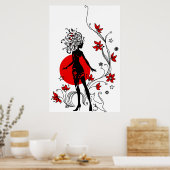 Stilvolle Silhouette mit hübscher Frau Poster (Küche)