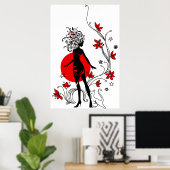 Stilvolle Silhouette mit hübscher Frau Poster (Heimbüro)