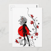 Stilvolle Silhouette mit hübscher Frau Postkarte (Vorne/Hinten)