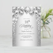 Stilvolle Silver Balloons 18. Geburtstagsparty Einladung (Stehend Vorderseite)