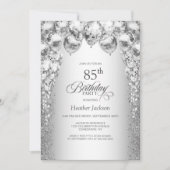 Stilvolle Silver Balloons 85. Geburtstagsparty Einladung (Vorderseite)