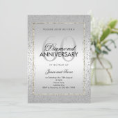 Stilvolle Silver Confetti 60. Diamant Wedding Einladung (Stehend Vorderseite)