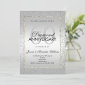 Stilvolle Silver Confetti 60. Diamant Wedding Einladung (Stehend Vorderseite)
