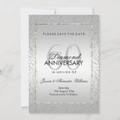Stilvolle Silver Confetti 60. Hochzeit speichern S Save The Date (Vorderseite)