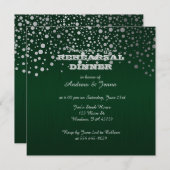 Stilvolle Silver Confetti Dots | Deep Dark Green Einladung (Vorne/Hinten)