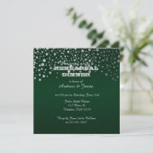 Stilvolle Silver Confetti Dots | Deep Dark Green Einladung (Stehend Vorderseite)