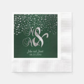 Stilvolle Silver Confetti Dots | Deep Dark Green Serviette (Vorderseite)