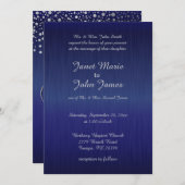 Stilvolle Silver Confetti Dots| Sapphire Blue Einladung (Vorne/Hinten)