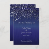Stilvolle Silver Confetti Dots | Sapphire Blue Save The Date (Vorne/Hinten)
