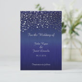 Stilvolle Silver Confetti Dots | Sapphire Blue Save The Date (Stehend Vorderseite)