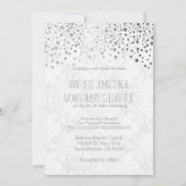 Stilvolle Silver Confetti Dots| Weiße Einladung (Vorderseite)