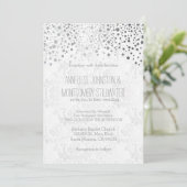Stilvolle Silver Confetti Dots| Weiße Einladung (Stehend Vorderseite)