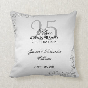 Stilvolle Silver Decoration 25. Hochzeitstag Kissen