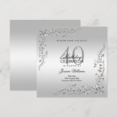 Stilvolle Silver Decoration 40. Geburtstag Party Save The Date (Vorne/Hinten)
