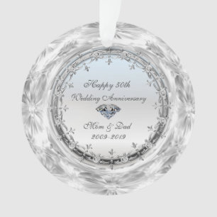 Stilvolle Silver Diamonds 50. Hochzeitstag Ornament