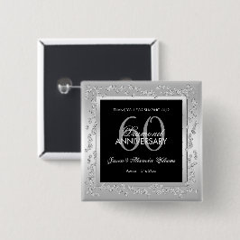 Stilvolle Silver Diamonds 60. Hochzeit Button