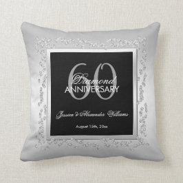 Stilvolle Silver Diamonds 60. Hochzeit Kissen