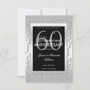 Stilvolle Silver Diamonds 60. Hochzeit speichern S Save The Date