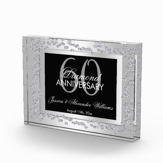 Stilvolle Silver Diamonds 60. Hochzeitstag Fotoblock (Rechts)