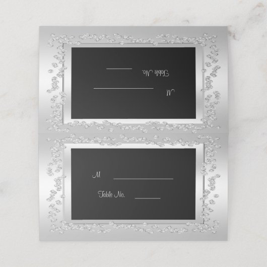 Stilvolle Silver Diamonds 60. Wedding Platzkarte (Außenseite Aufgefaltet)