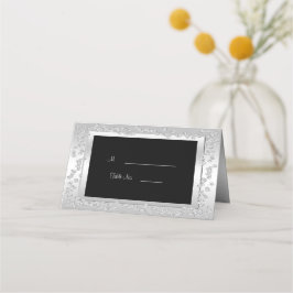 Stilvolle Silver Diamonds 60. Wedding Platzkarte