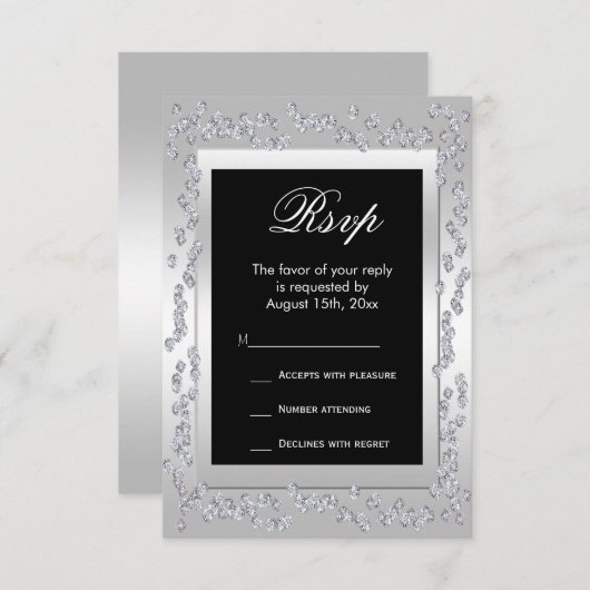 Stilvolle Silver Diamonds 60. Wedding RSVP (Vorne/Hinten)