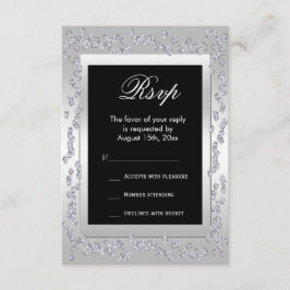 Stilvolle Silver Diamonds 60. Wedding RSVP Karte