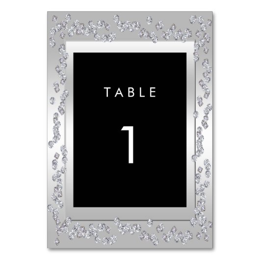 Stilvolle Silver Diamonds 60. Wedding Tischnummer (Vorderseite)