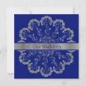 Stilvolle Silver Floral Mandala Wedding Einladung (Rückseite)