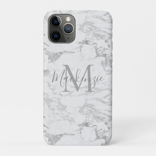Stilvolle Silver Foil Marmor Monogram Case-Mate iPhone Hülle (Rückseite)
