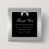 Stilvolle Silver Gem Bow & Black Gastgeschenk Hoch Button (Vorderseite)
