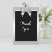 Stilvolle Silver Gem Bow & Black Wedding Dankeskarte (Stehend Vorderseite)