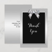 Stilvolle Silver Gem Bow & Black Wedding Dankeskarte (Vorne/Hinten)