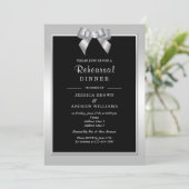 Stilvolle Silver Gem Bow & Black Wedding Einladung (Stehend Vorderseite)