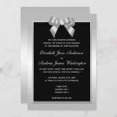 Stilvolle Silver Gem Bow & Black Wedding Einladung (Vorne/Hinten)
