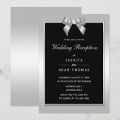 Stilvolle Silver Gem Bow & Black Wedding Reception Einladung (Vorne/Hinten)