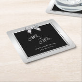 Stilvolle Silver Gem Bow & Black Wedding Rechteckiger Pappuntersetzer (angewinkelt)