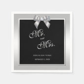 Stilvolle Silver Gem Bow & Black Wedding Serviette (Vorderseite)