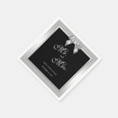 Stilvolle Silver Gem Bow & Black Wedding Serviette (Ecke)