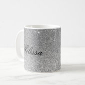 Stilvolle Silver Glitzer kundenspezifische Tasse (Vorderseite Links)