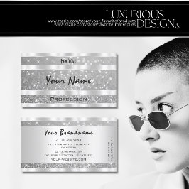 Stilvolle Silver Glitzer Sparkling Stars Eye-Catch Visitenkarte