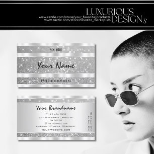 Stilvolle Silver Glitzer Sparkling Stars Eye-Catch Visitenkarte