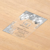 Stilvolle Silver Glitzer Tropfen Balloons 90. Birt Acryleinladungen (Ablage )