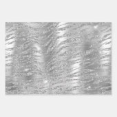 Stilvolle Silver Glitzer Wild Big Cat Animal Muste Geschenkpapier Set (Vorderseite 2)