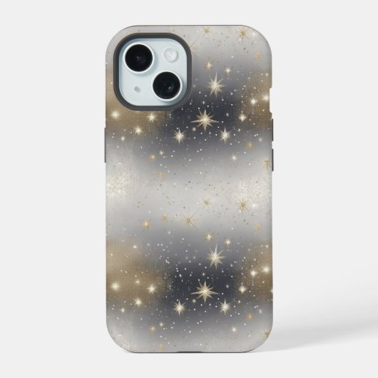 Stilvolle Silver & Gold Elegance iPhone 15 Hülle (Rückseite)