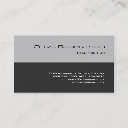 Stilvolle Silver Gray Charming Business Card Visitenkarte (Vorderseite)